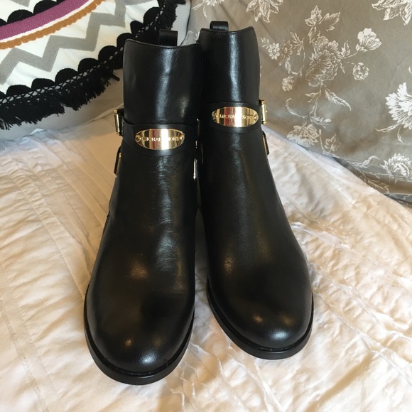 michael kors black and gold boots